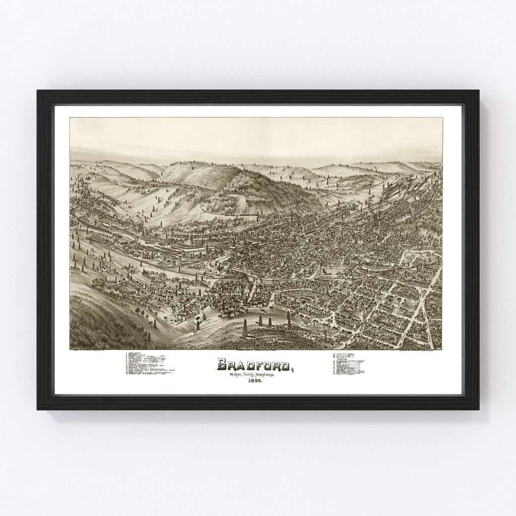 Vintage Map of Bradford, Pennsylvania 1895