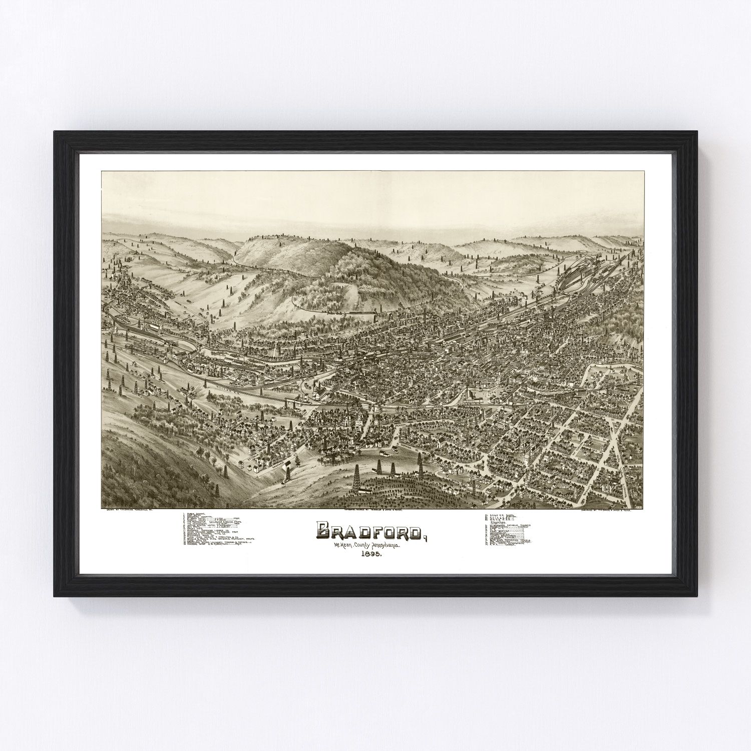 Vintage Map of Bradford, Pennsylvania 1895
