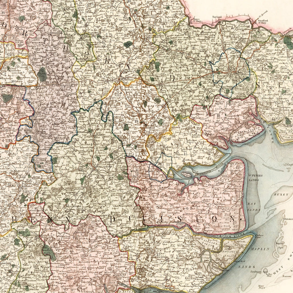 Vintage Map of Essex England, 1831