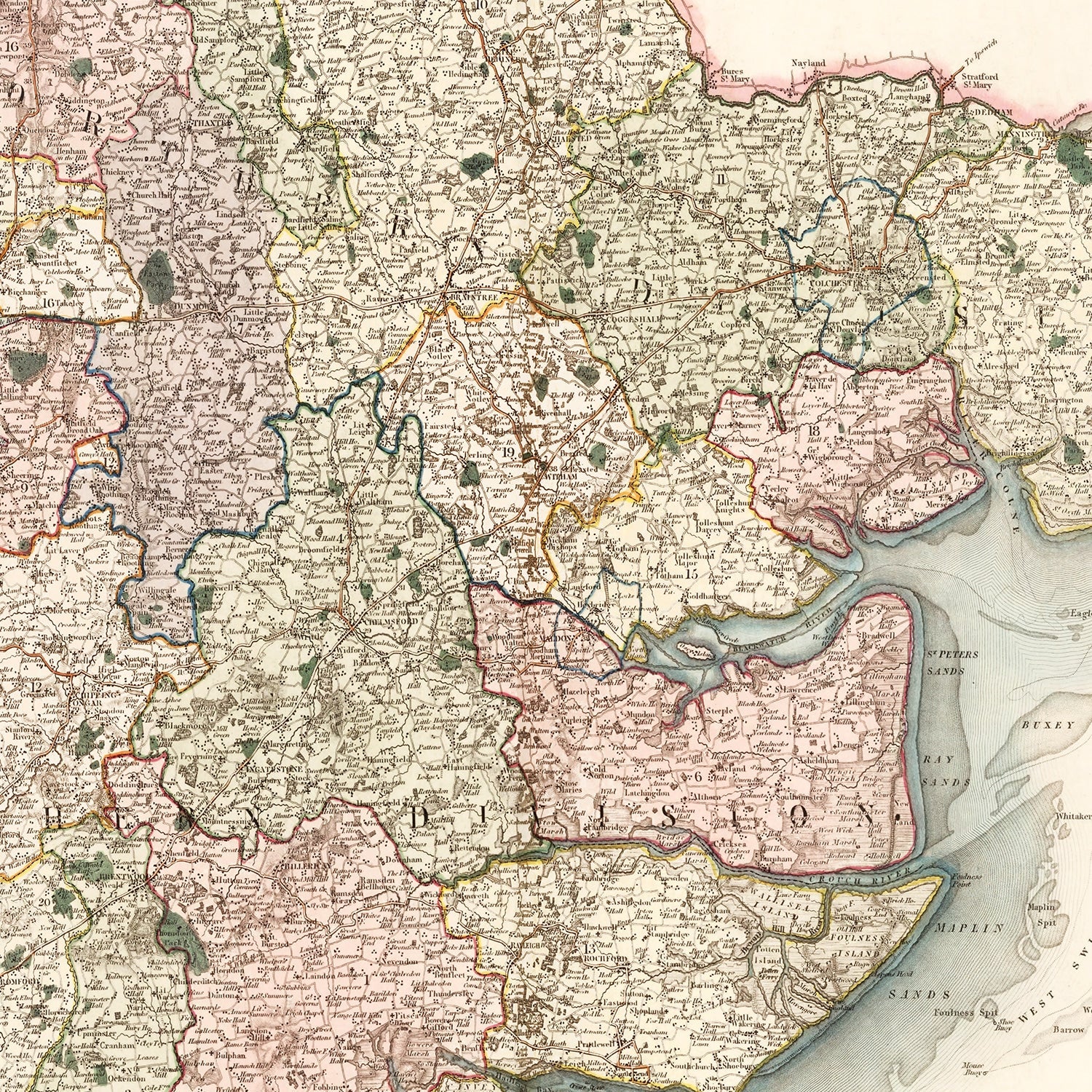 Vintage Map of Essex England, 1831
