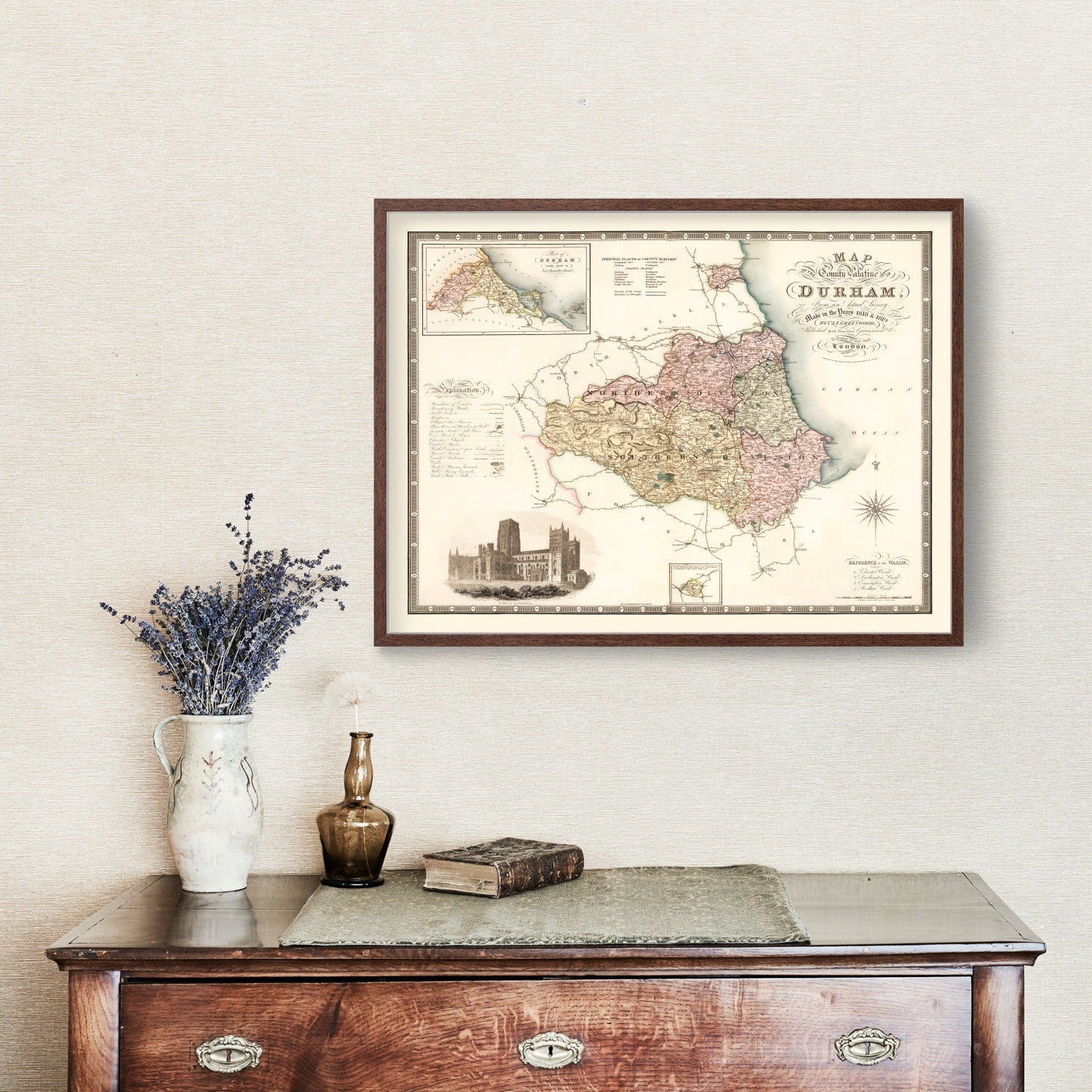 Vintage Map of Map of the County Palatine of Durham England, 1831
