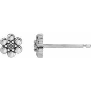 Platinum 1.5 mm Round Beaded Daisy Earring Mounting