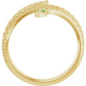 14K Yellow Gold Natural Emerald Snake Ring