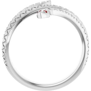 Platinum Natural Mozambique Garnet Snake Ring