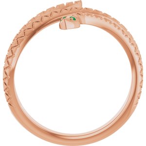 14K Rose Gold Natural Emerald Snake Ring