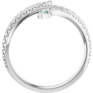 Sterling Silver Natural Emerald Snake Ring