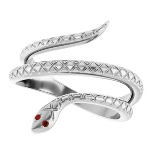 Platinum Natural Mozambique Garnet Snake Ring