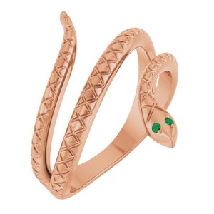 14K Rose Gold Natural Emerald Snake Ring