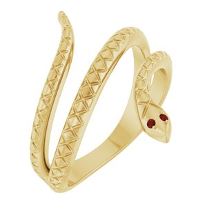 14K Yellow Gold Natural Mozambique Garnet Snake Ring