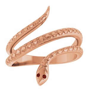 14K Rose Gold Natural Mozambique Garnet Snake Ring