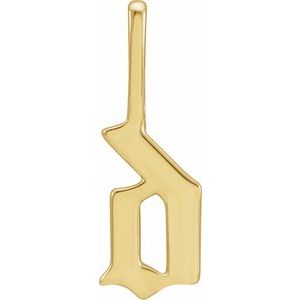 14K Yellow Gold Gothic Initial D Charm/Pendant