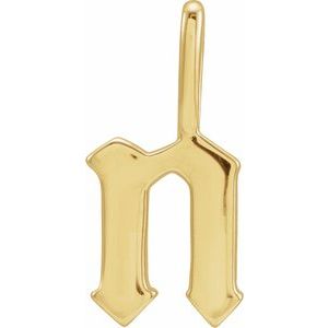 14K Yellow Gold Gothic Initial N Charm/Pendant
