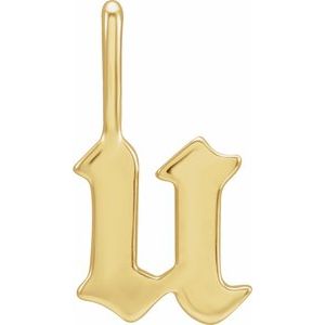 14K Yellow Gold Gothic Initial U Charm/Pendant