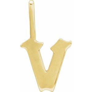 14K Yellow Gold Gothic Initial V Charm/Pendant