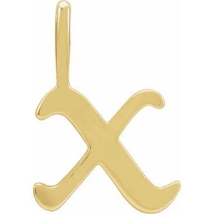 14K Yellow Gold Gothic Initial X Charm/Pendant