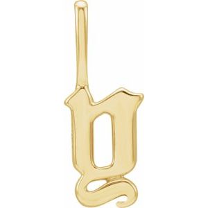 14K Yellow Gold Gothic Initial Y Charm/Pendant