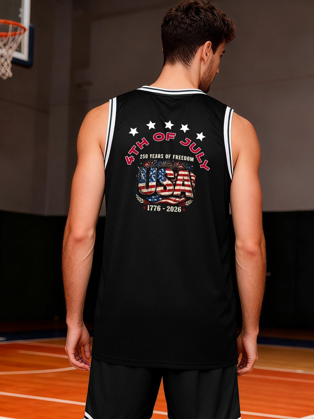 4th of July Adult Black Basketball Jersey | Ships From USA