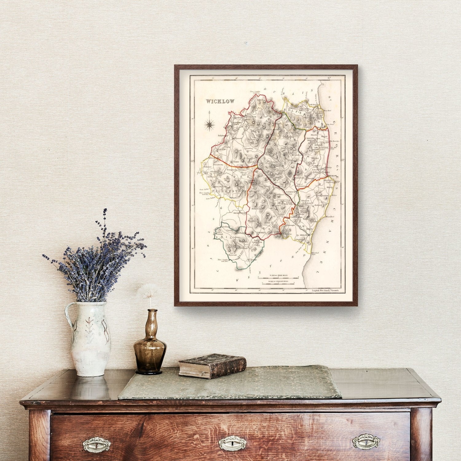 Vintage Map of Wicklow County Ireland, 1846