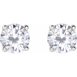 Sterling Silver 4 mm Imitation White Cubic Zirconia Earrings – image 2