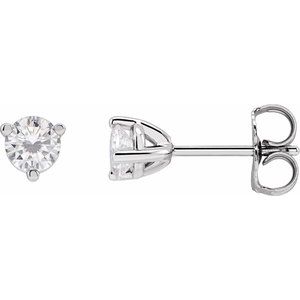14K White Gold 3.2 mm Round Stuller Lab-Grown Moissanite™ Earrings