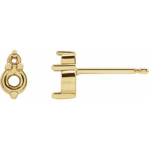 14K Yellow Gold 5 mm Round Accented Earring Mounting