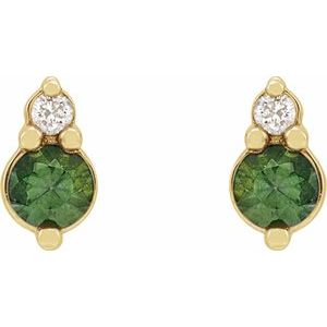 14K White Gold Natural Blue Sapphire & .03 CTW Natural Diamond Earrings – image 5