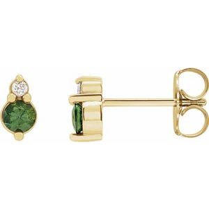 14K Yellow Gold Natural Pink Sapphire & .03 CTW Natural Diamond Earrings – image 4