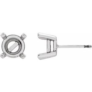 Sterling Silver 2.5 mm Round Rose-Cut Earring Mounting
