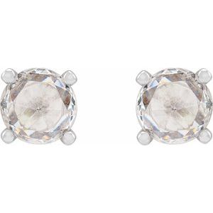 Platinum 1/5 CTW Rose-Cut Natural Diamond Stud Earrings – image 2