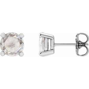14K White Gold 1/5 CTW Rose-Cut Natural Diamond Stud Earrings