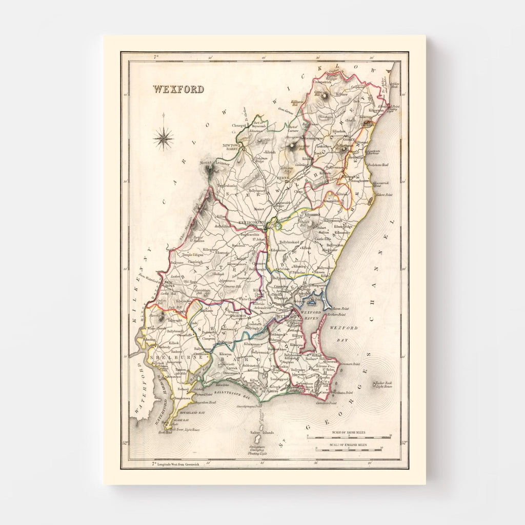 Vintage Map of Wexford County Ireland, 1846