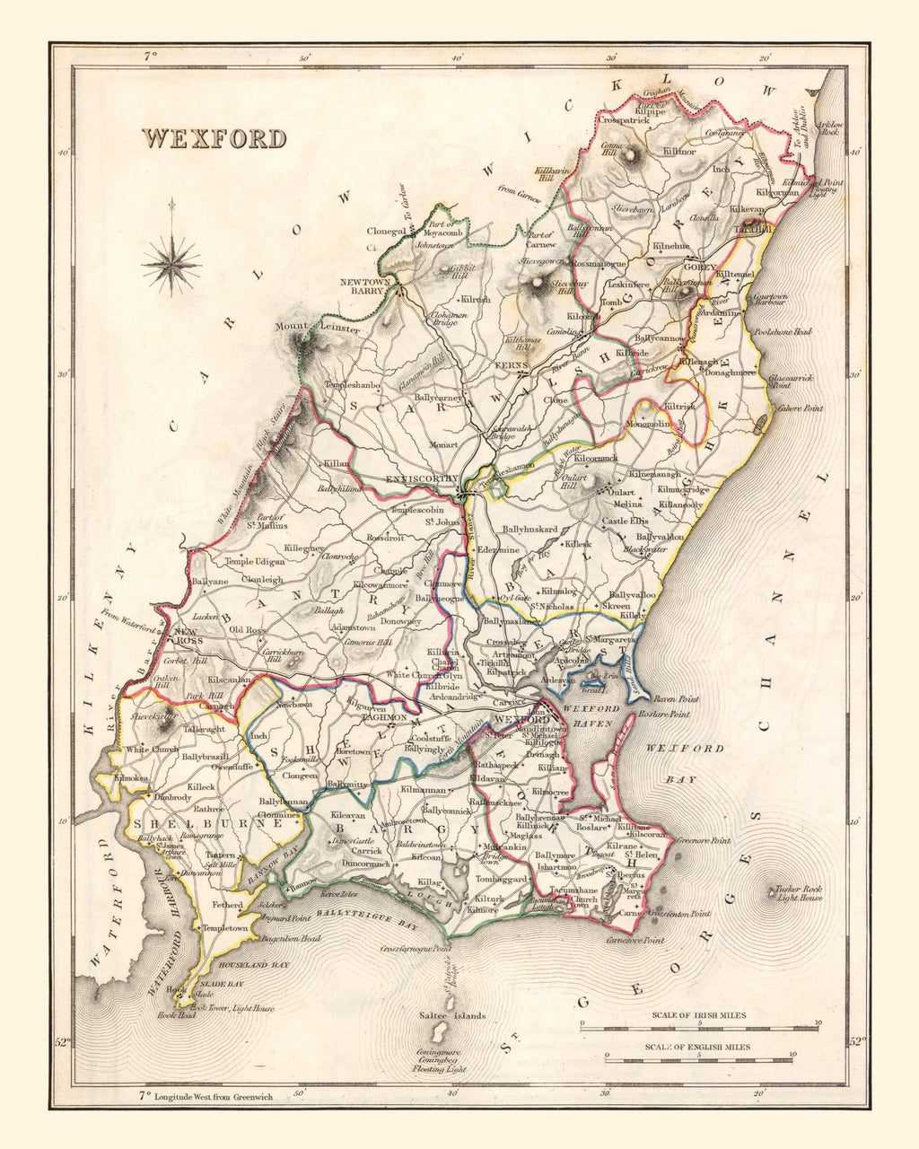 Vintage Map of Wexford County Ireland, 1846