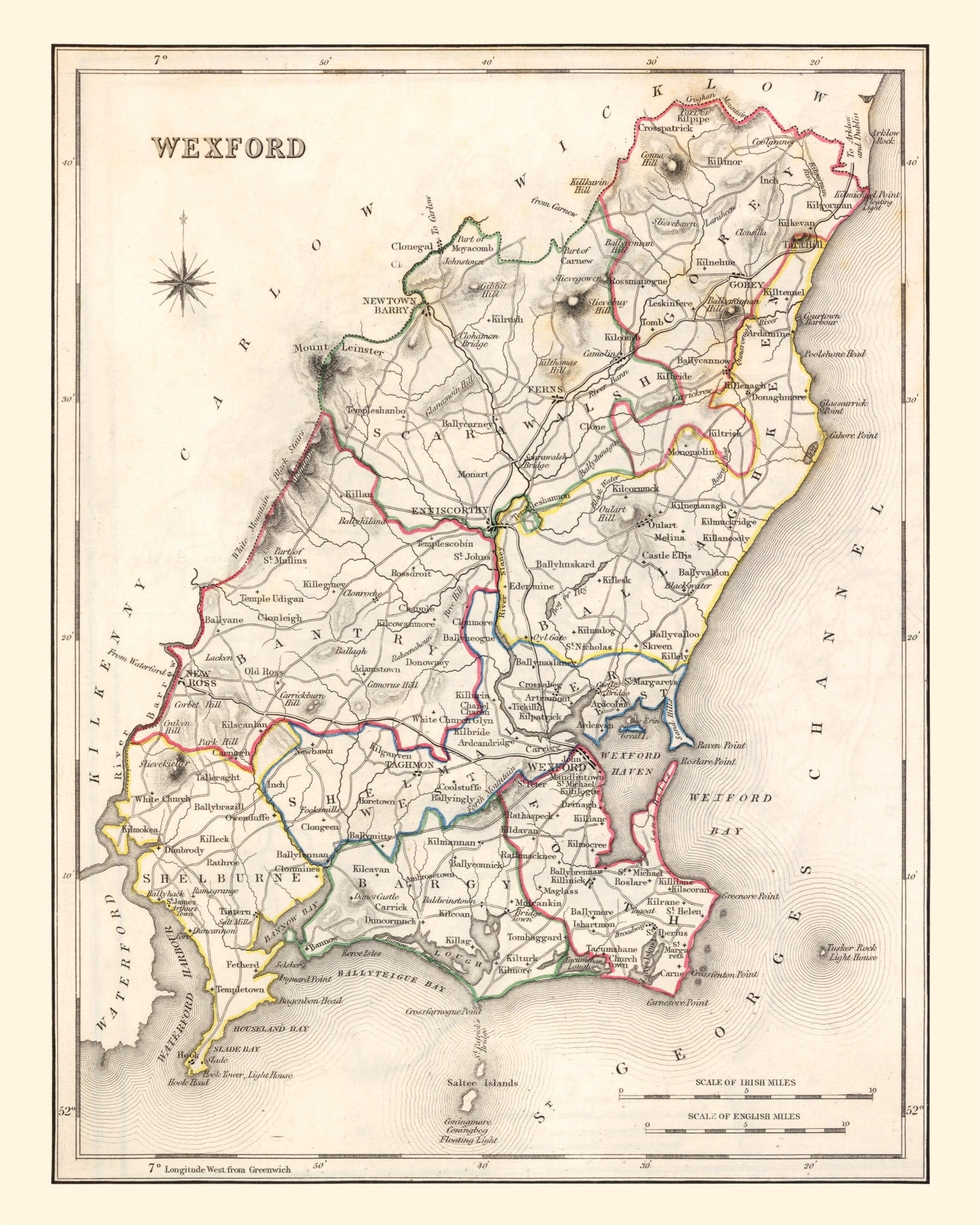 Vintage Map of Wexford County Ireland, 1846