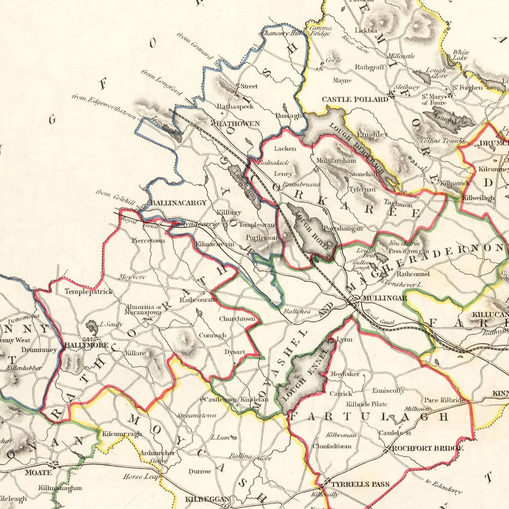 Vintage Map of Westmeath County Ireland, 1846