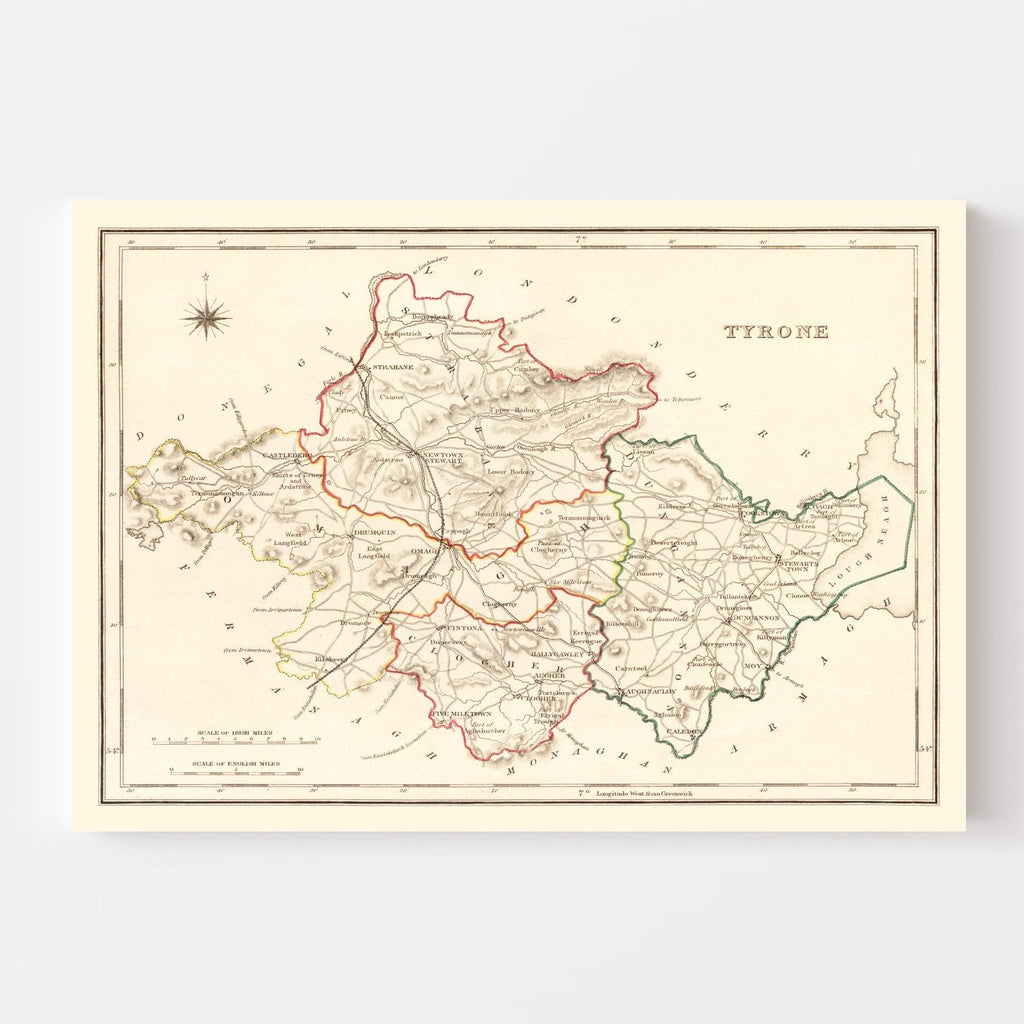 Vintage Map of Tyrone County Ireland, 1846