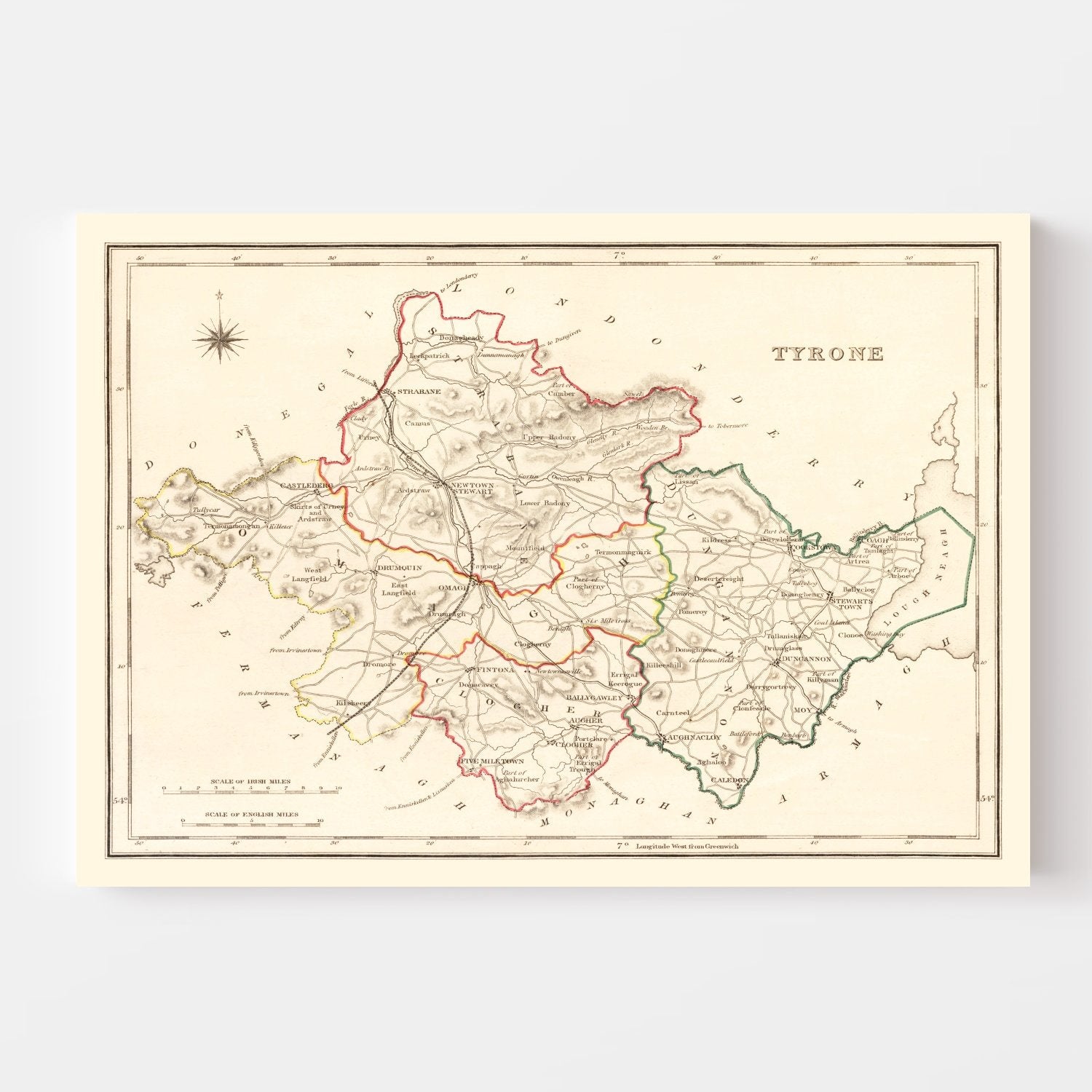 Vintage Map of Tyrone County Ireland, 1846