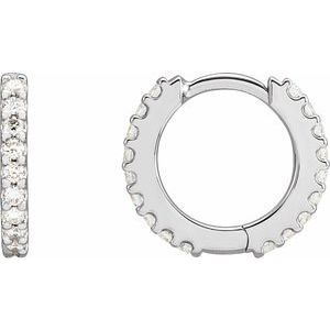 14K White Gold 1/3 CTW Natural Diamond 12.6 mm Hoop Earrings