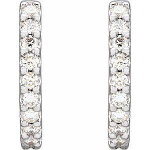 Sterling Silver 1/3 CTW Natural Diamond 12.6 mm Hoop Earrings – image 2