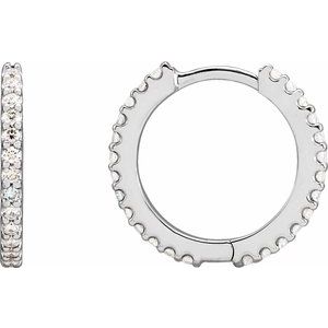 Sterling Silver 1/2 CTW Natural Diamond 16 mm Hoop Earrings