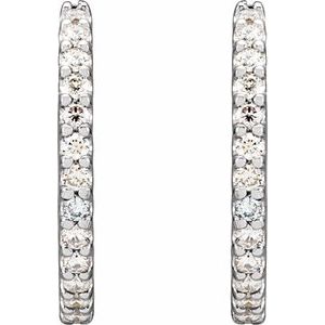 Sterling Silver 1/2 CTW Natural Diamond 16 mm Hoop Earrings – image 2