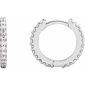 14K White Gold 3/8 CTW Natural Diamond 13.64 mm Hoop Earrings