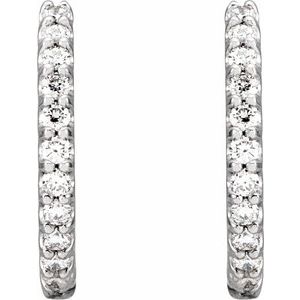 Platinum 3/8 CTW Natural Diamond 13.64 mm Hoop Earrings