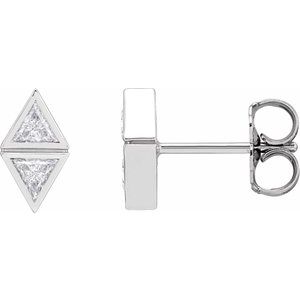 Platinum 1/4 CTW Natural Diamond Two-Stone Bezel-Set Earrings
