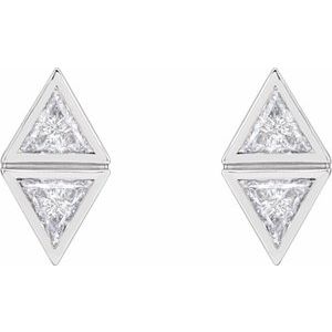Sterling Silver 1/4 CTW Natural Diamond Two-Stone Bezel-Set Earrings – image 2