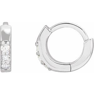 14K White .05 CTW Natural Diamond Hinged 8 mm Hoop Earrings