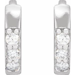 Platinum .05 CTW Natural Diamond Hinged 8 mm Hoop Earrings – image 2
