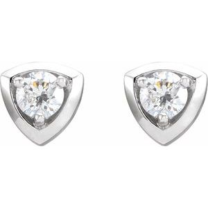 Sterling Silver 1/3 CTW Natural Diamond Geometric Earrings – image 2
