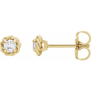14K Yellow Gold 5.5 mm Natural White Sapphire Claw-Prong Rope Earrings