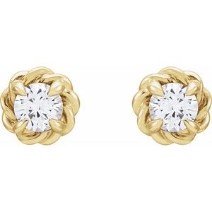 14K Yellow Gold 5.5 mm Natural White Sapphire Claw-Prong Rope Earrings – image 2