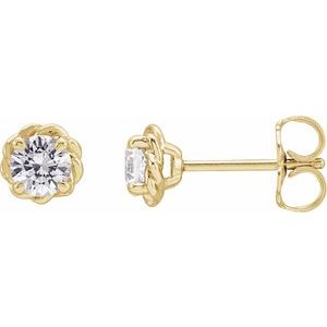 14K Yellow Gold 4 mm Natural White Sapphire Claw-Prong Rope Earrings